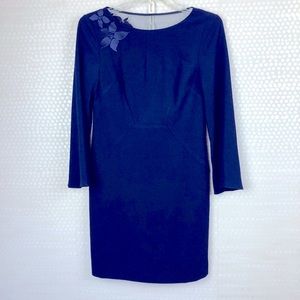 NWT Trina Turk Navy Sheath Dress With Embroidery 6